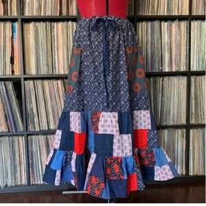 Handmade drawing hippie patchwork prairie cottage core festival maxi skirt